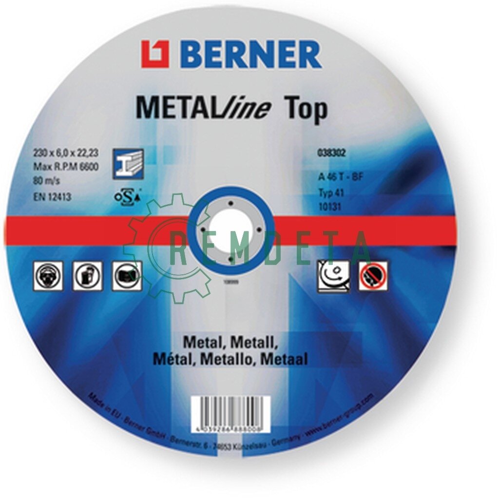 DISKAS ŠLIF. METALUI 230*6.0*22 BERNER 38302 DISKAS ŠLIF. METALUI 230*6.0*22 BERNER 38302