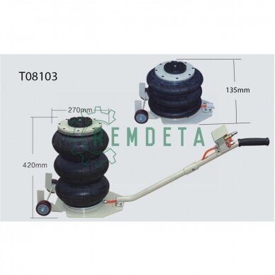 DOMKRATAS 3T  pneumatinis su 3 oro pagalvėmis 135/420mm 1