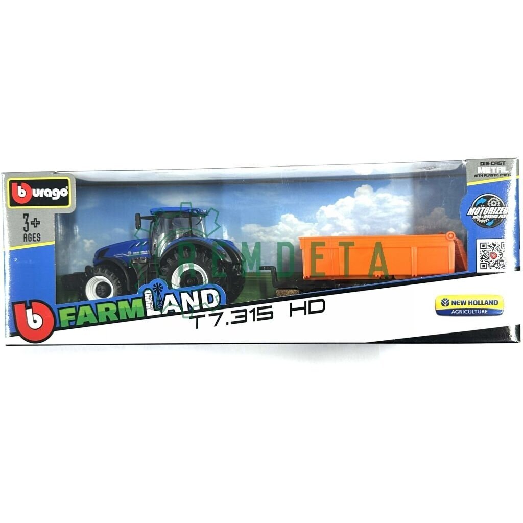 MODELIUKAS TRAKTORIUS SU PRIEKABA NEW HOLLAND T7.315 31658 BBURAGO MODELIUKAS TRAKTORIUS SU PRIEKABA NEW HOLLAND T7.315 31658 BBURAGO